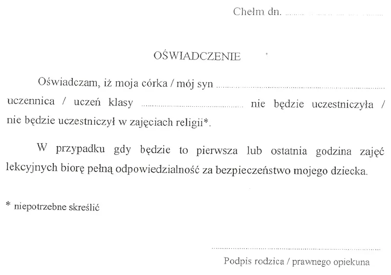 Jak napisać zwolnienie z religii? Wzór pisma i najważniejsze zasady