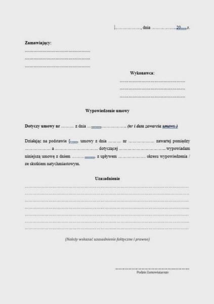 Dokumenty do wypowiedzenia umowy