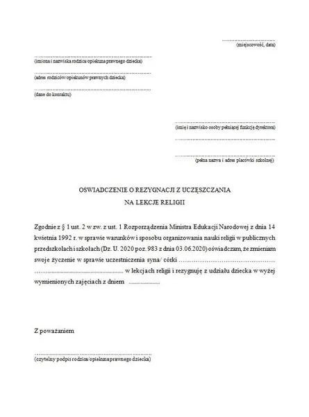Oświadczenie o rezygnacji