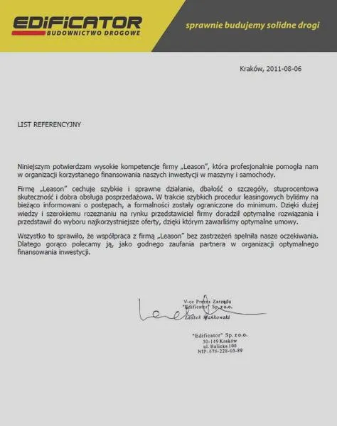 Referencje od pracodawcy