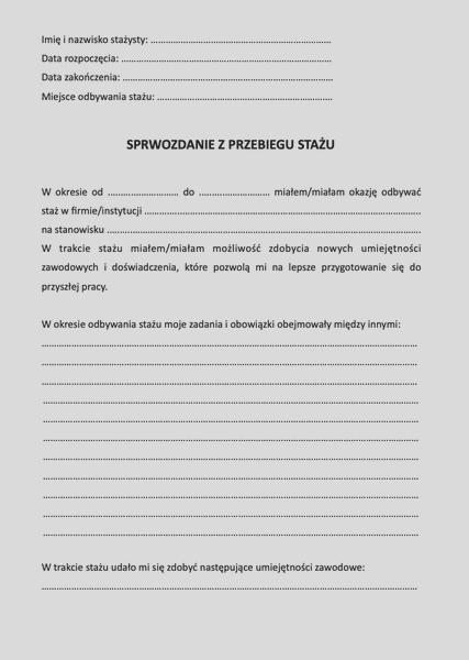 Sprawozdanie z przebiegu stażu