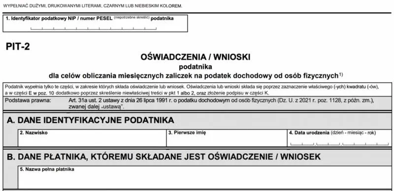 Wypełnianie PIT-2