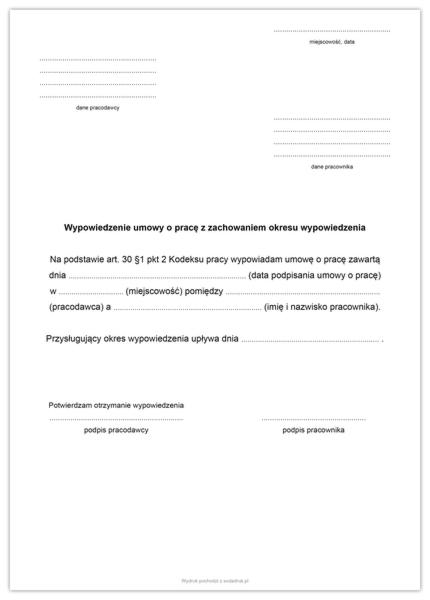 Wypowiedzenie umowy o pracę