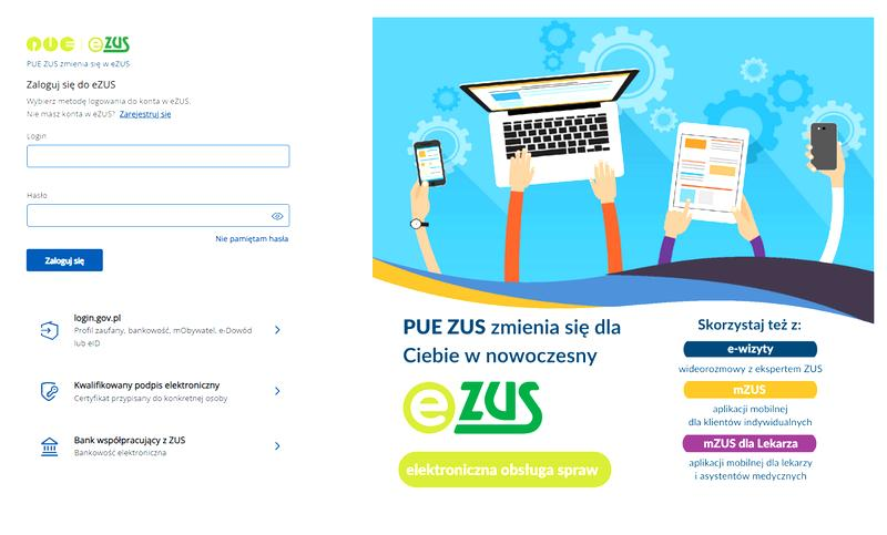 Zakładanie konta eZUS