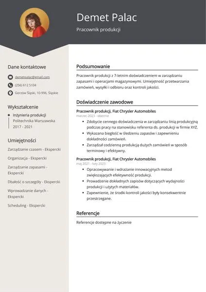 Zarobki pracownika produkcji
